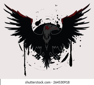 Dark Raven Grunge Vector Illustration 