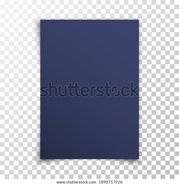 Dark\
realistic blank paper page with shadow isolated on transparent\
background. Navy-blue sheet of paper. A4 size sheet paper. Mock up\
template for your design. Vector\
illustration
