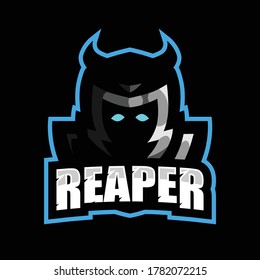 
Dark reaper head mascot gaming logo template