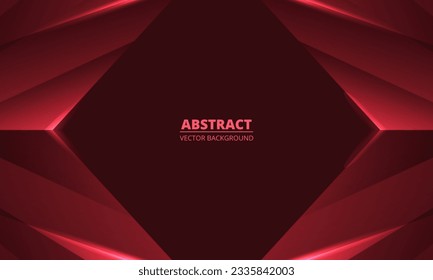 Dark red abstract 3D background with rhombus frames. Vector illustration