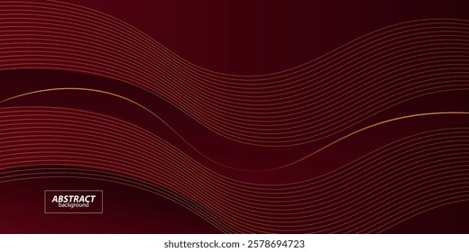 Dark red abstract background. Futuristic technology line background with wavy light effect. eps10