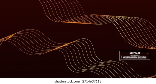 Fundo abstrato vermelho escuro. Fundo de linhas de ouro tecnologia futurista com efeito de luz ondulada. eps10