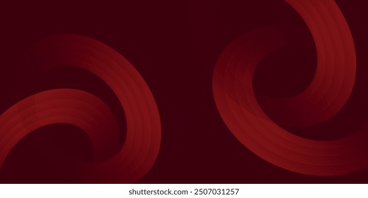 Dark red abstract background with geometric graphic elements. Modern glossy red gradient circle shapes.