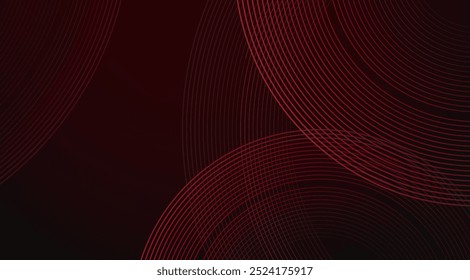 Fundo abstrato vermelho escuro com tecnologia de linhas brilhantes conceito futurista. Design moderno de linhas geométricas brilhantes. Modelo de banner horizontal adequado para capa, cabeçalho, cartaz, banner, web