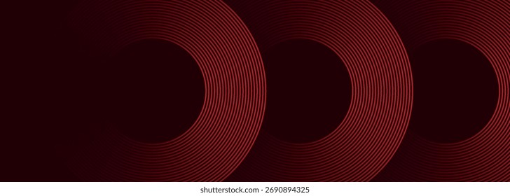 Fundo abstrato vermelho escuro com linhas de círculo vermelho brilhantes. Moderno conceito de fundo de linha curva para banners, capas, cartazes, sites, apresentações, brochuras, panfletos e cabeçalhos. VOL. 2