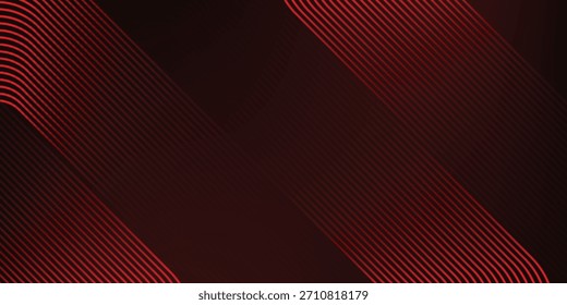 Fondo abstracto rojo oscuro con líneas de círculo brillantes. Diseño geométrico del arte de la línea de la raya. Moderno patrón de líneas redondeadas diagonales azules brillantes. 