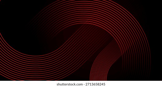 Fondo abstracto rojo oscuro con líneas geométricas brillantes. Moderno patrón de líneas redondeadas diagonales azules brillantes. Concepto de tecnología futurista. Traje para la cubierta, cartel, presentación, Anuncio, Sitio web