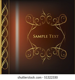dark red abstract background with golden ornament