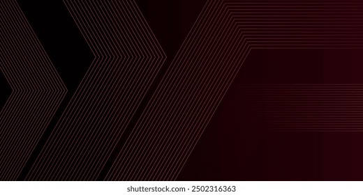 dark red abstract background with modern transparent hexagon corner lines, vector illustration.