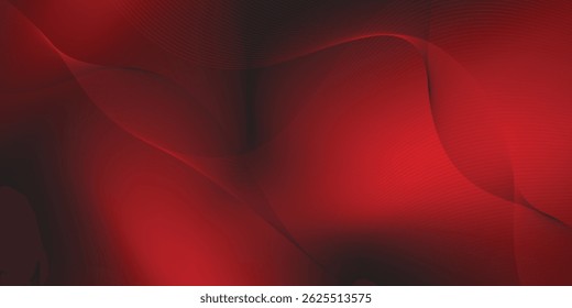Dark red abstract background with ultraviolet neon glow, blurry light lines, waves