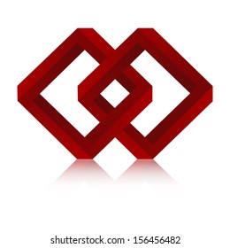 The dark red abstract diamond graphic element / The link / The square