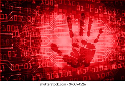 dark red Abstract digital conceptual technology security background with lock. computer technology website internet web. infographics. fingerprint. Finger-print scanning. Hand print. vector