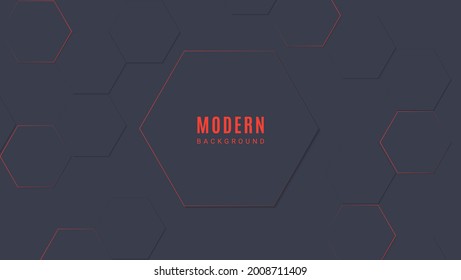 Dark Red Abstract Frame Hexagonal Background Template
