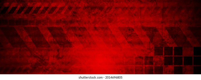 Dark red abstract geometric technology grunge banner. Vector background