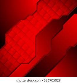 Dark red abstract technology background with squares. Vector illustration