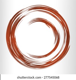 dark red Abstract vector bright painting design element. circle frame Drawing. Hand drawn. round shape background. smudges. white background. bronze, metal. text box. Brochure. card. banner. label