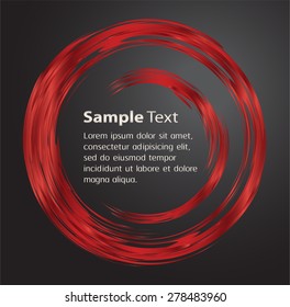 dark red Abstract vector bright painting design element. circle frame Drawing, Hand drawn. round shape background. smudges. black background. text box. Brochure. card. banner. label