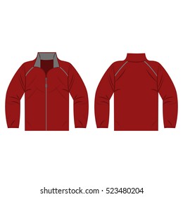 dark red autumn, spring jacket isolated vector front and back for promotion advertising