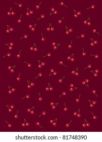 dark red background with a beautiful cherry