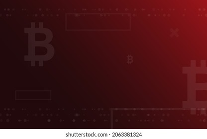 fondo rojo oscuro, vector de ilustración de moneda criptográfica de Bitcoin para página, logotipo, tarjeta, banner, web e impresión.