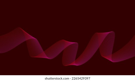 Dark Red background Burgundy Red Pink wave lines. Flowing waves Abstract digital equalizer sound wave. Flow. Line Vector illustration for tech futuristic innovation concept background Graphic design