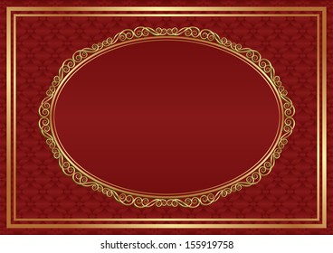 dark red background with golden frame
