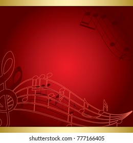 dark red background with music notes - vector musical flyer