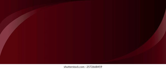 Dark red background with smooth, curved lines. The background has a glossy texture, emphasizing the rich red color and sleek style. Minimal abstract gradient curve vector background