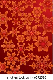 Dark red background with snowflakes