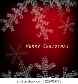 Dark red background with snowflakes mosaic. Vector 