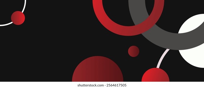 DARK RED AND BLACK abstract background with geometric shapes elements and lines. Red and black abstract background banner. Template corporate concept red black contrast background