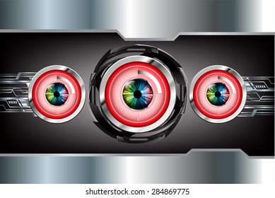 Dark red black silver color Light Abstract Technology background for computer graphic website internet and business. circuit. vector illustration. info graphics. eye eyeball.