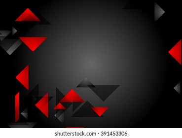 Dark red black tech geometric background. Vector design