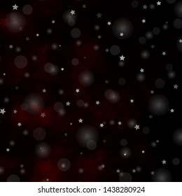 Dark Red and Black vector template with circles, stars. Colorful disks, stars on simple gradient background. Template for business cards, websites.