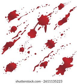 Dark red blood splatter vector collection on isolated background