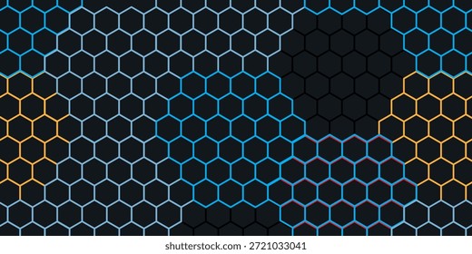 Fundo de tecnologia abstrata de hexágono vermelho escuro e azul com vermelho e azul colorido brilhante boa arte digital simples
