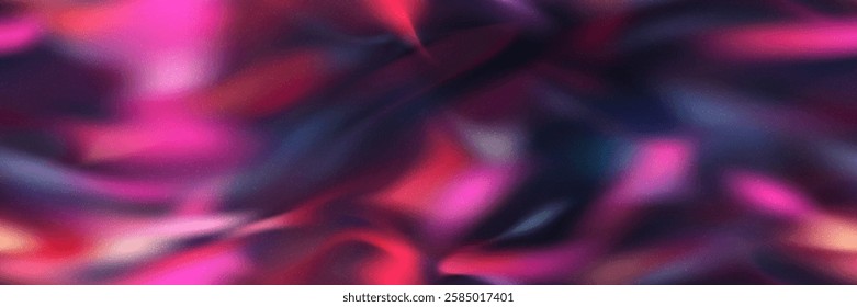 Dark red, blue and neon purple cyberpunk gradation bg with overlay seamless sand texture. Gradient mesh vector illustration with color flares on black background