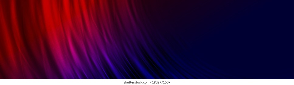 Dark red and blue smooth waves abstract background. Vector banner