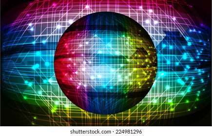 Dark red blue yellow Light Abstract Technology background for computer graphic website and internet, circuit board. Disco ball.