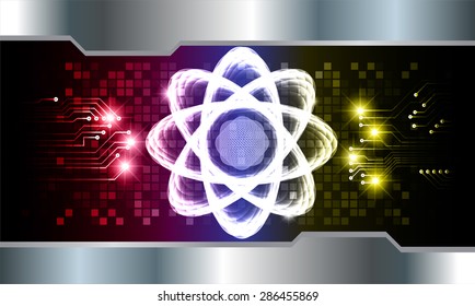 dark red blue yellow Light Abstract Technology background for computer graphic website internet business.circuit.vector illustration. Security. Nuclear, proton, neutron, nucleus. atom. molecular.Spark
