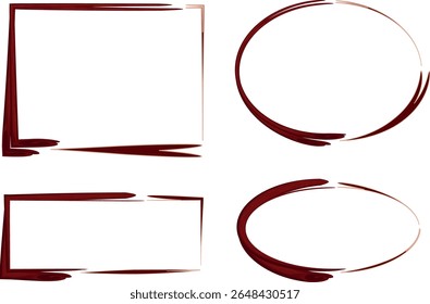 coleção de formas de quadros de padrão abstrato de cor vermelha escura de bordo
