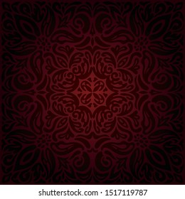 Dark red brown floral wallpaper seamless vector decorative design background in vintage style mandala