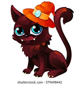 Dark red cat witch. The vector image.