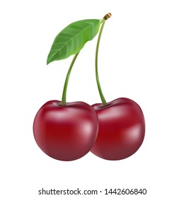 dark red cherry with leaf