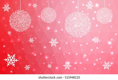 Dark Red christmas postcard low polygon background. Vector illustration consisting of triangles. Abstract triangular polygonal origami or crystal design of New Year celebration.
