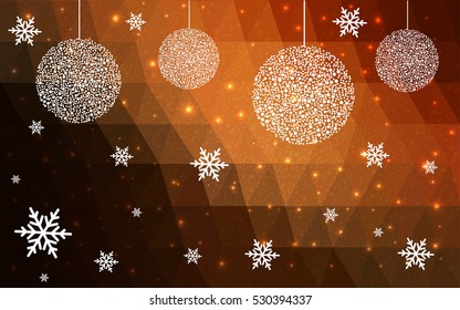 Dark Red christmas postcard low polygon background. Vector illustration consisting of triangles. Abstract triangular polygonal origami or crystal design of New Year celebration.