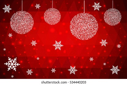 DARK red christmas postcard low polygon background. Vector illustration consisting of triangles. Abstract triangular polygonal origami or crystal design of New Year celebration.