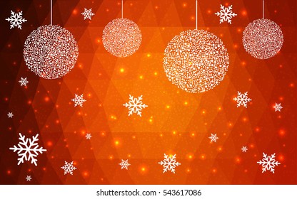 Dark Red christmas postcard low polygon background. Vector illustration consisting of triangles. Abstract triangular polygonal origami or crystal design of New Year celebration.