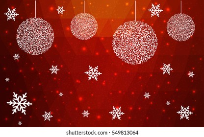 Dark Red christmas postcard low polygon background. Vector illustration consisting of triangles. Abstract triangular polygonal origami or crystal design of New Year celebration.