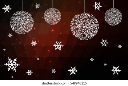 Dark Red christmas postcard low polygon background. Vector illustration consisting of triangles. Abstract triangular polygonal origami or crystal design of New Year celebration.